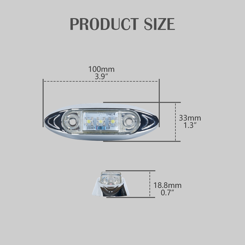 Weißer Mini -LED -Markerlicht mit Chromlünette 