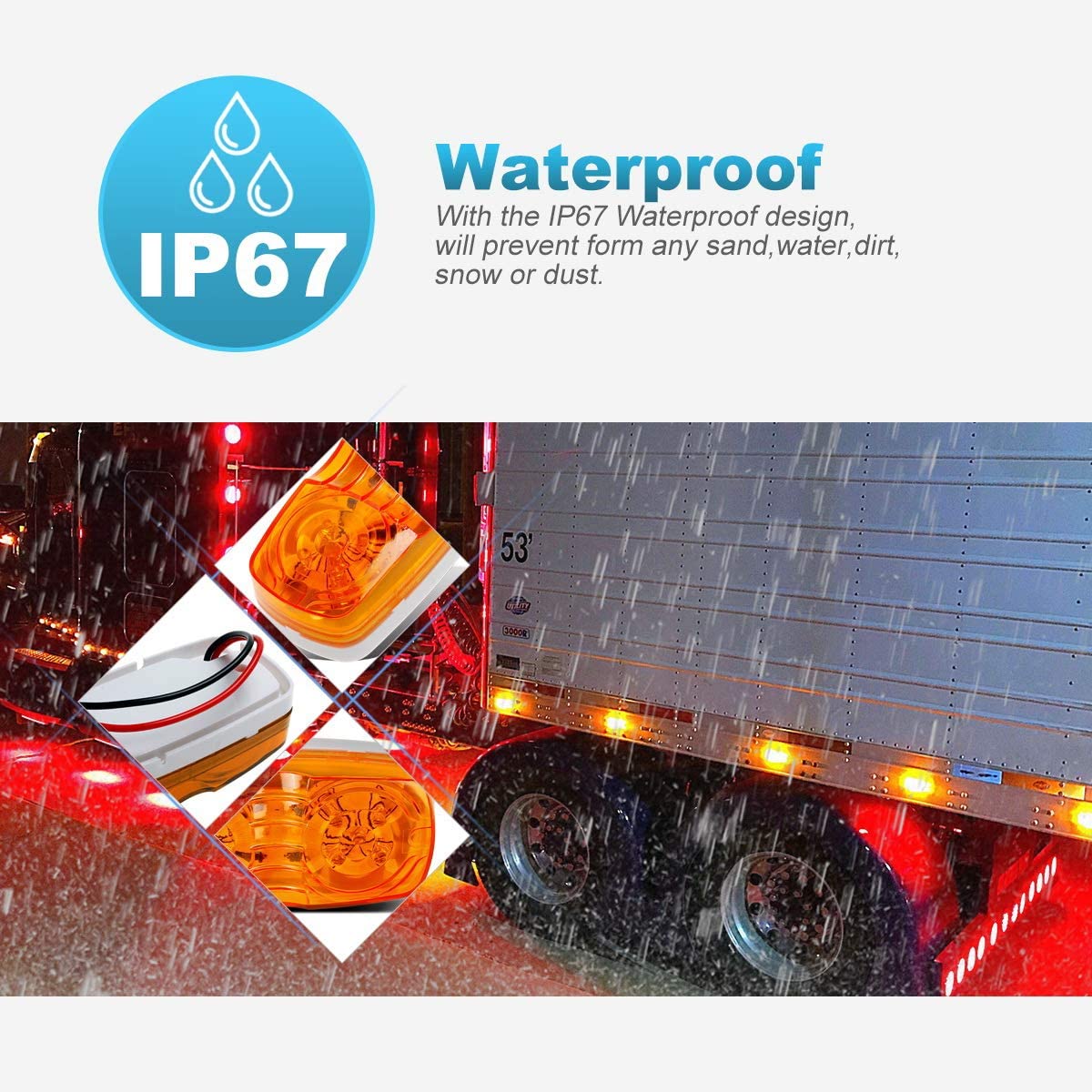 LKW-Markierungsleuchte, LKW-Umrissmarkierungsleuchte, Markierungsleuchte mit Chrom, Chrom-Markierungsleuchte LED, LED-Markierungsleuchte mit verchromten LED-Gl&uuml;hbirnen f&uuml;r PKW und LKW, wasserdichte LED-Arbeitsleuchte, quadratische wasserdichte LED-Arbeitsleuchte, blaue LED-Innenraumlampe, 3/4 Zoll LED-Seitenmarkierungsleuchte