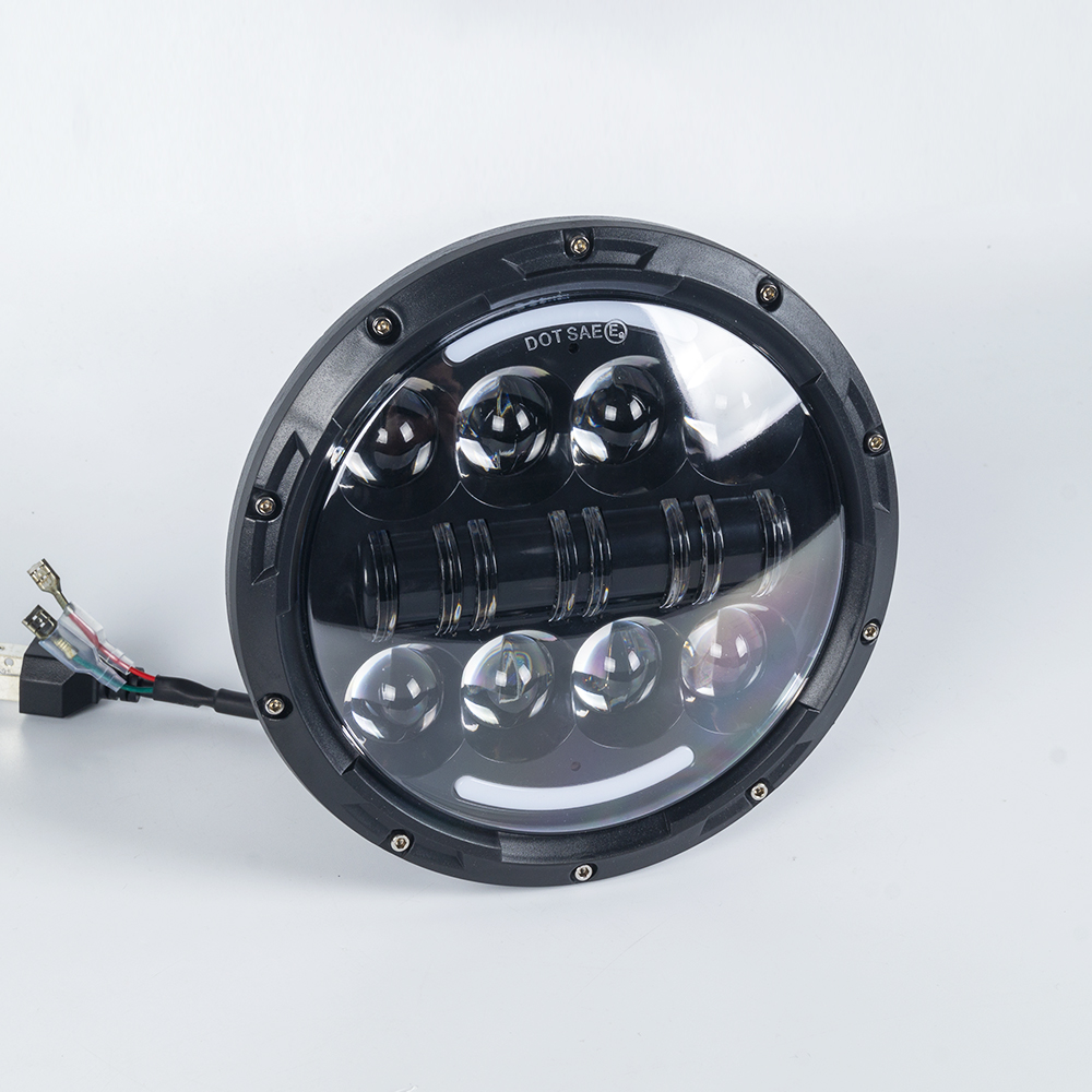 7 "LED -Scheinwerfer für Jeep Wrangler DRL hohe Arbeitsleuchten mit schwachem Strahl