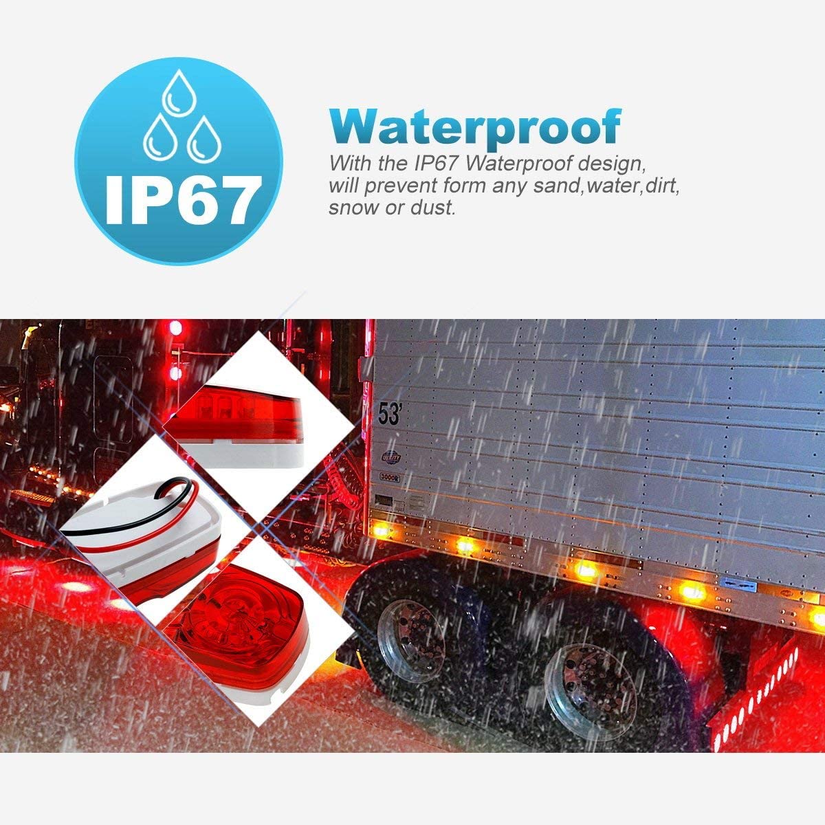 Quadratisches wasserdichtes LED-Arbeitslicht, Hot-Sale-LED-Seitenlicht, 12-V-LED-Seitenmarkierungslicht, LED-Seitenmarkierungslicht f&uuml;r LKW, 3/4-Zoll-LED-Seitenmarkierungslicht