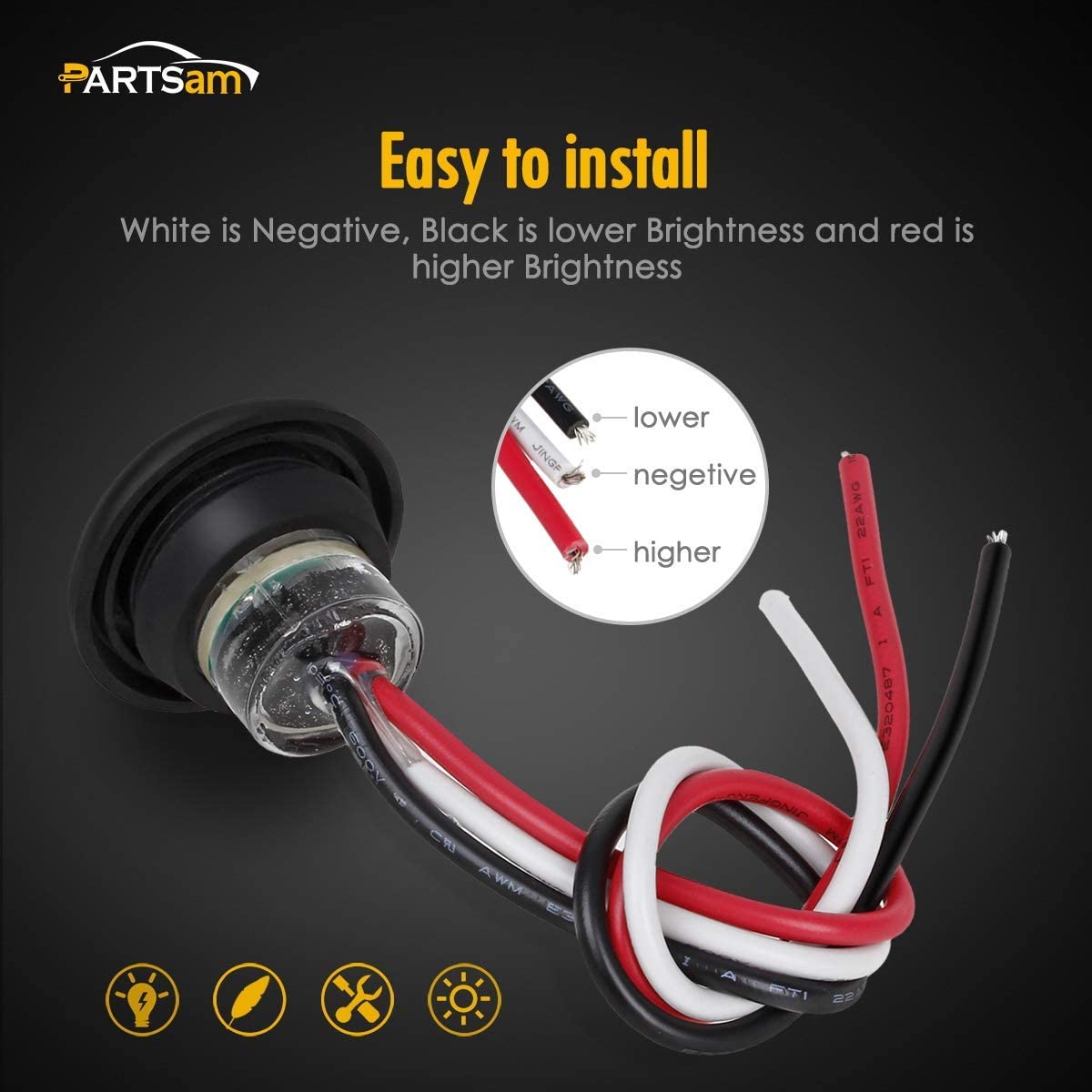 Quadratisches wasserdichtes LED-Arbeitslicht, Hot-Sale-LED-Seitenlicht, 12-V-LED-Seitenmarkierungslicht, LED-Seitenmarkierungslicht f&uuml;r LKW, 3/4-Zoll-LED-Seitenmarkierungslicht