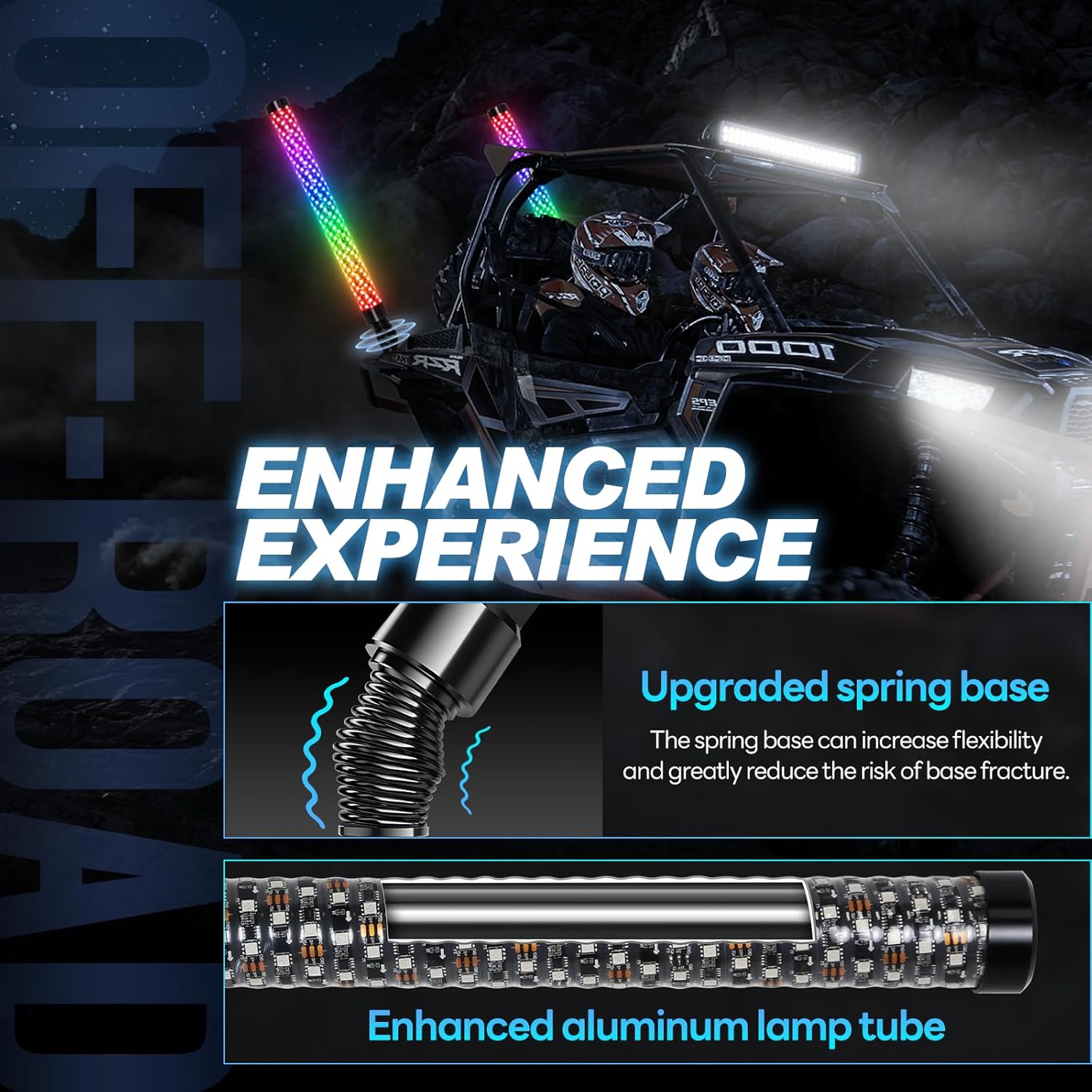 360&deg; spiralf&ouml;rmige LED-Peitschenlichter, Peitschenlichter f&uuml;r ATV, ferngesteuerte spiralf&ouml;rmige LED-Peitschenlichter, LED-Peitschenlichter f&uuml;r Sxs, APP-Steuerung, Verfolgungsjagd-Peitschenlicht