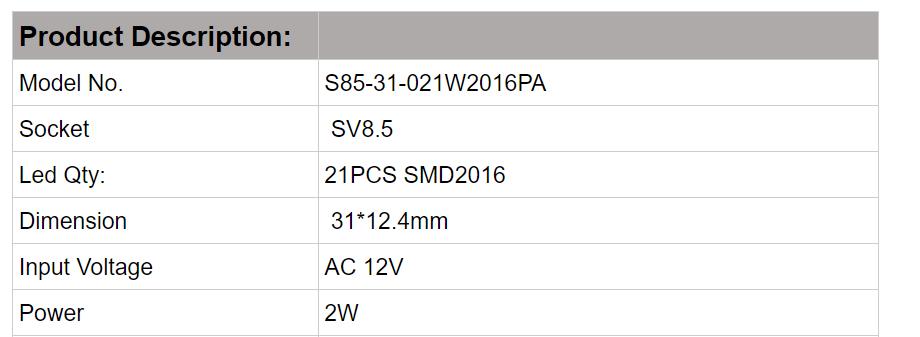 LED-Auto-Lampen S85-31-021W2016PA