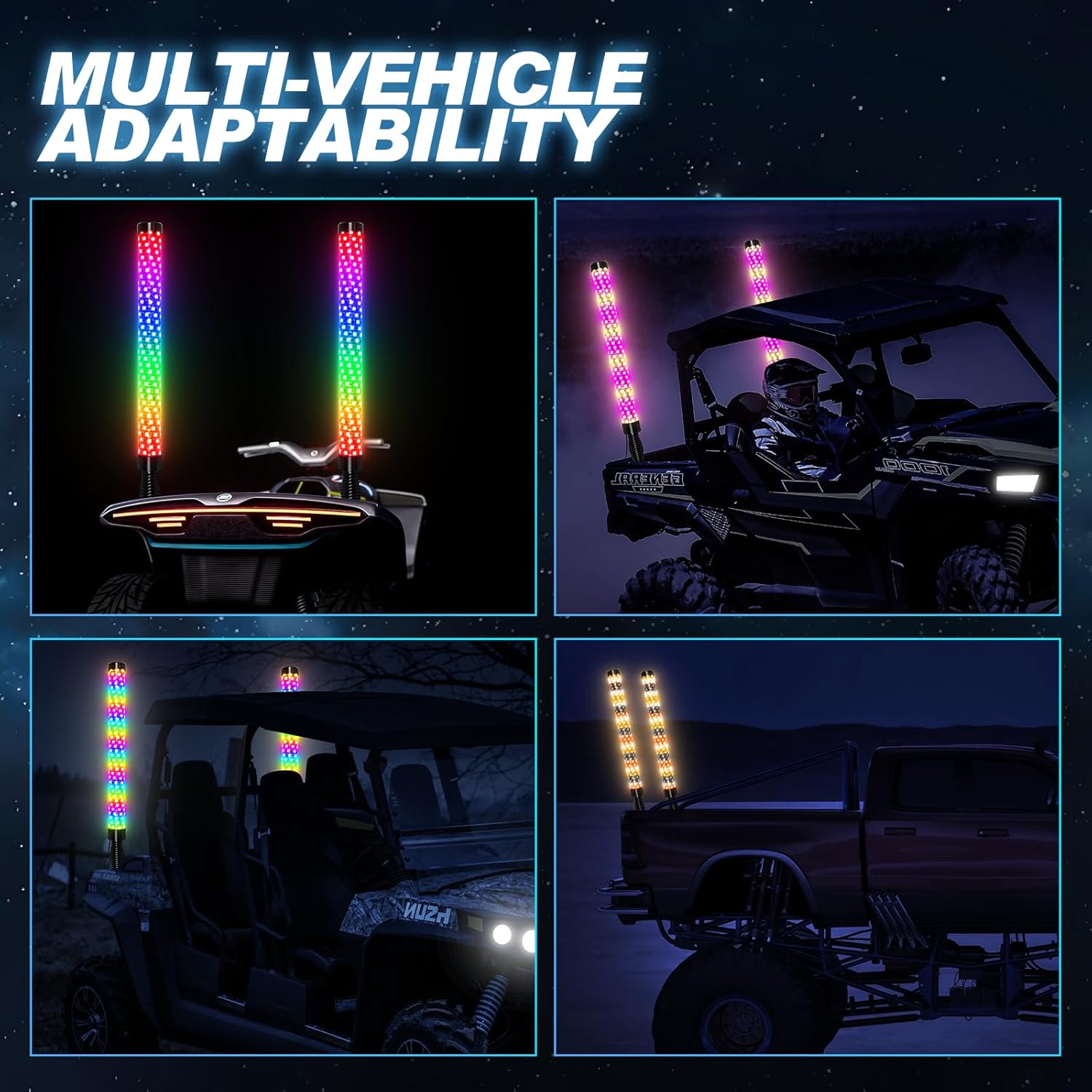 LED-Peitschenlicht mit Fernbedienung und APP-Steuerung für Verfolgungsjagden für ATV