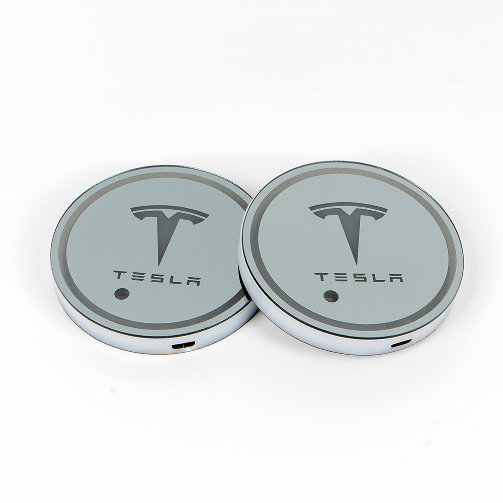 LED Car Cup Halterlichter für Tesla Model Y X S 3 mit USB -Ladebechmatte 
