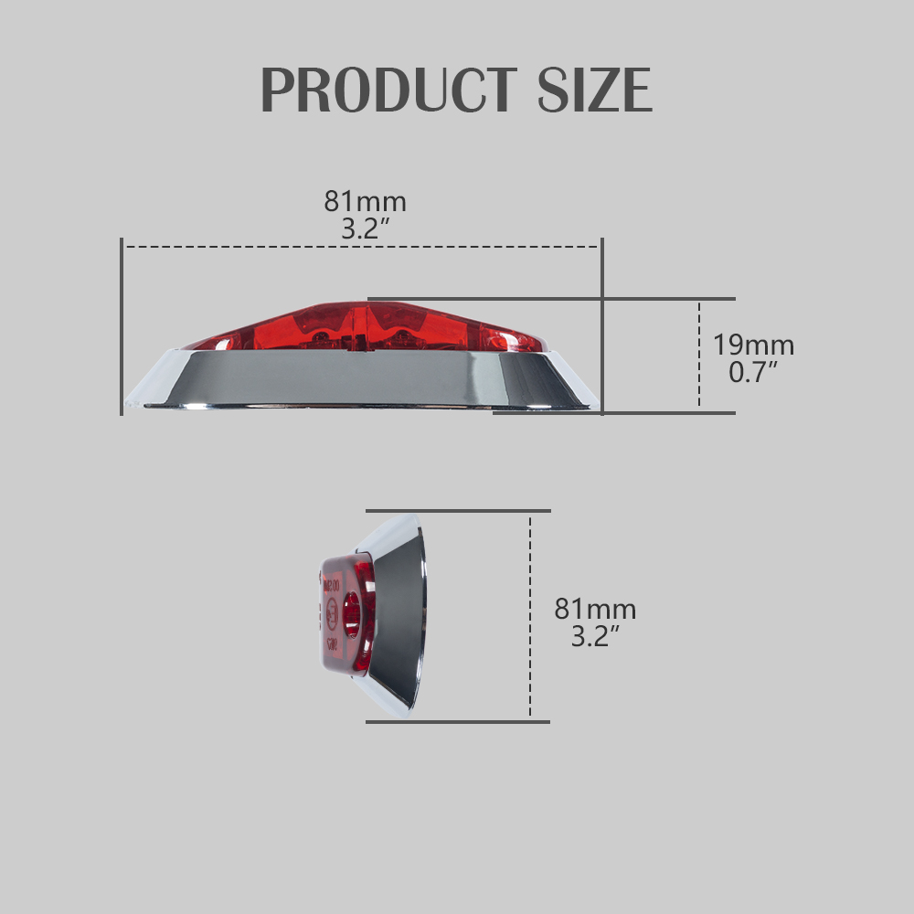 3 "Zoll Chrom Lünette LED -Anhängermarker Licht 